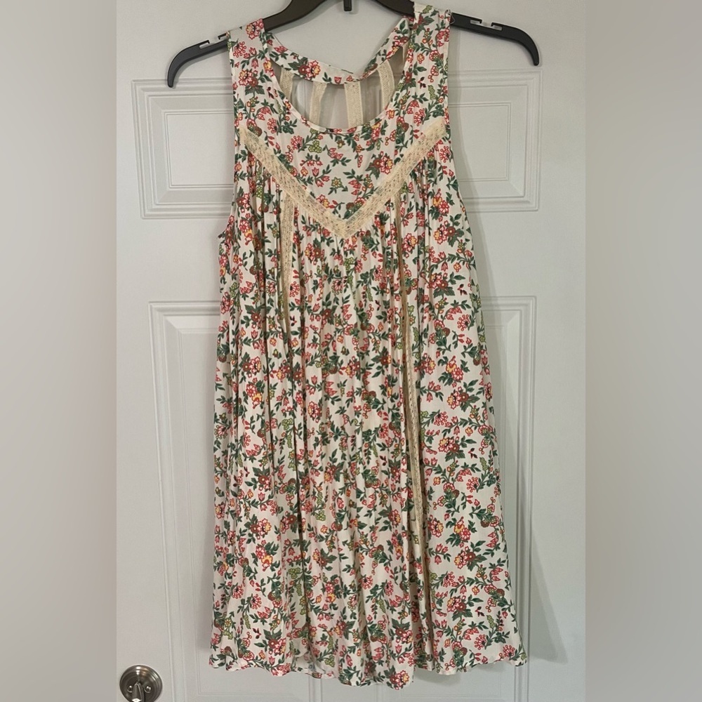 Entro Floral Lace Detailing Cottagecore Fairycore Peasant Babydoll Dress Medium